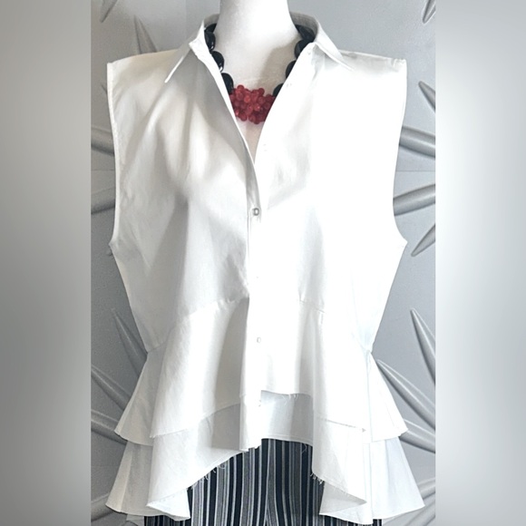 Cotton Blend Button-Front Collared Blouse main image 1